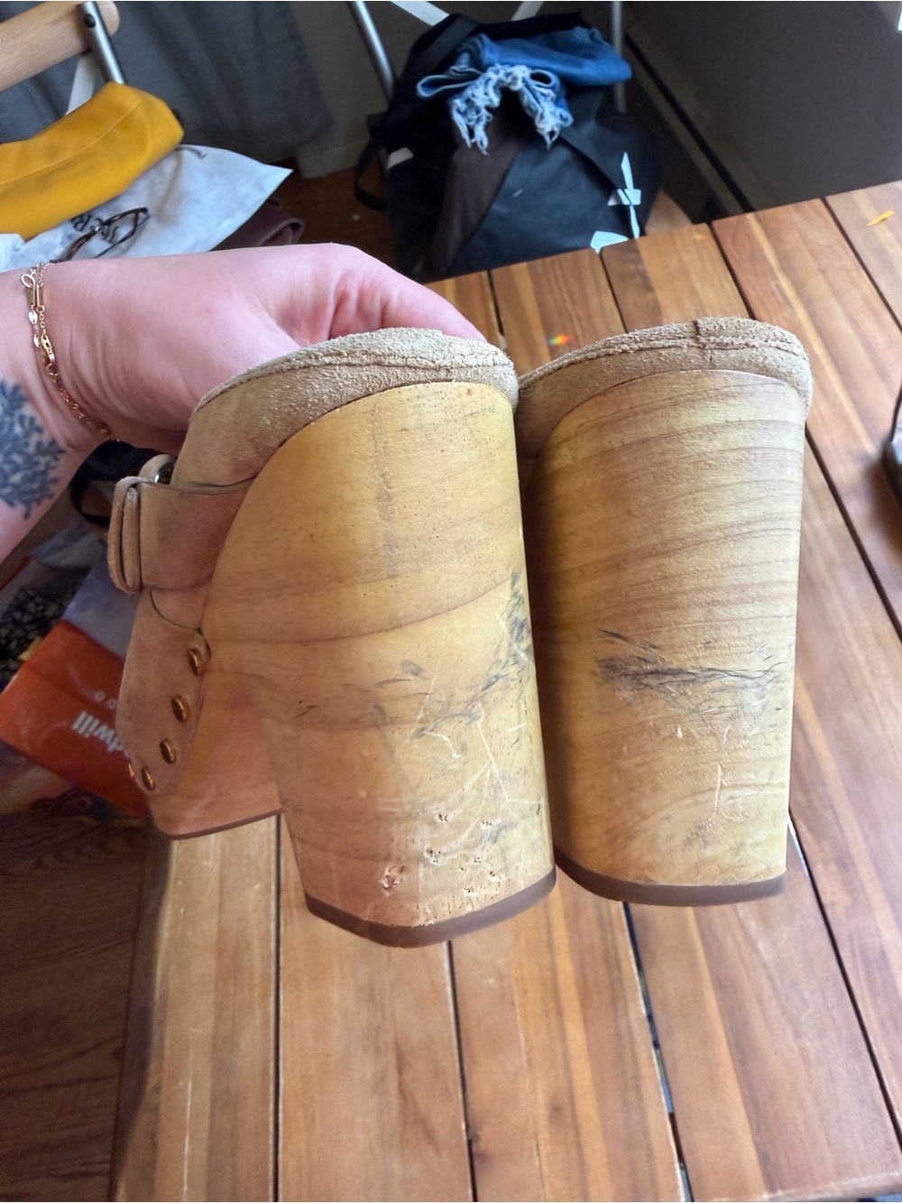 Veronica Beard Camel Suede Buckle Mules - Picture 6 of 8